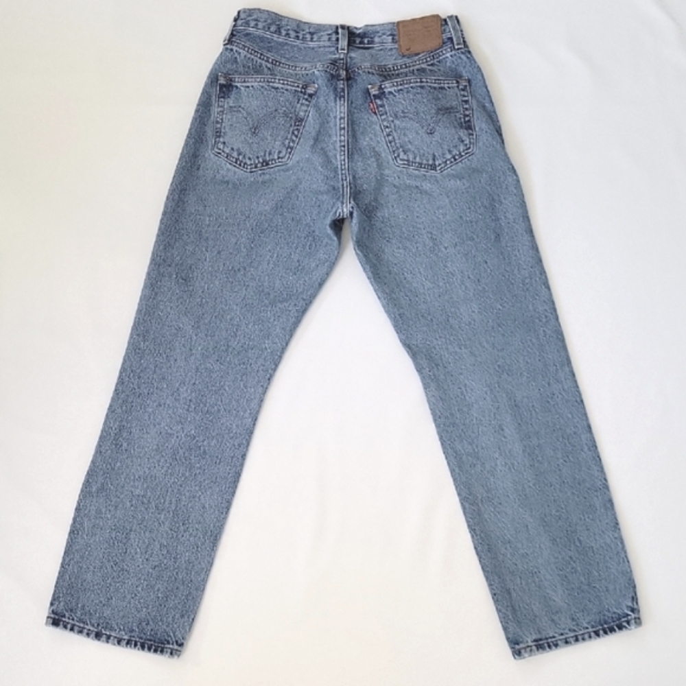 Levi's 501 Womens Jeans 26 Waist 30 Length Leather Patch Big L Tag 100% cotton - Picture 3 of 11